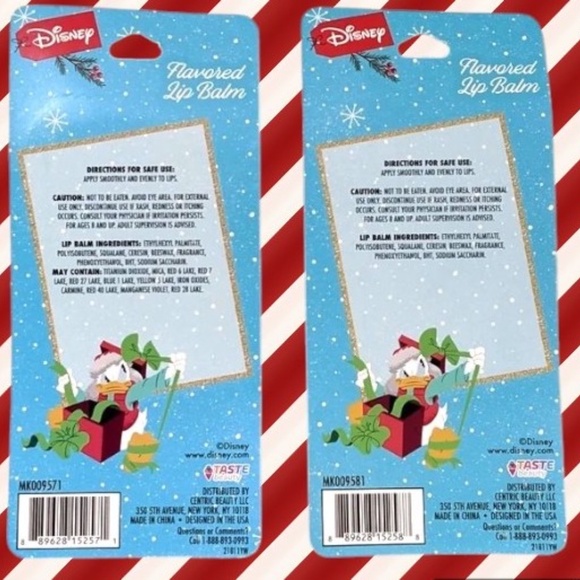 Disney Mickey Mouse Ears Set of 2 Christmas Flavored Lip Balms - Picture 2 of 2